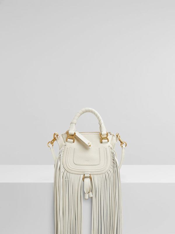 Mini Bolsos Mujer Chloé Marcie Blancas Suede TJPS98640